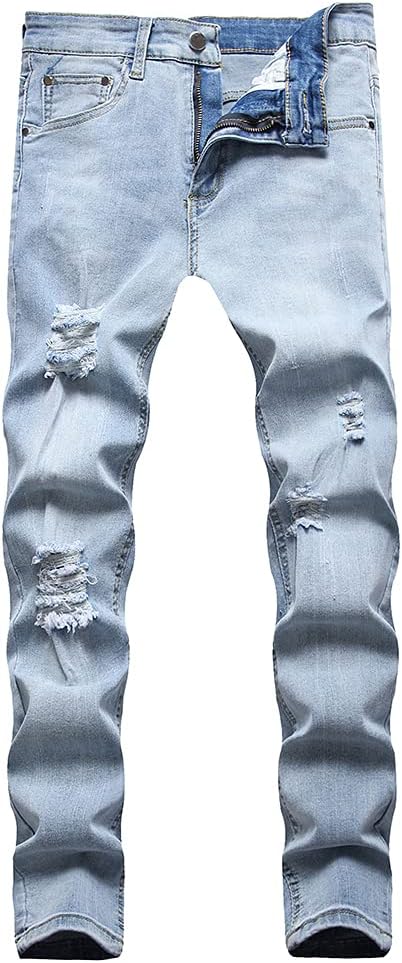 Men's Slim Fit Ripped Stretch Skinny Jeans for Men, Distressed Tapered Leg Fashion Pants
