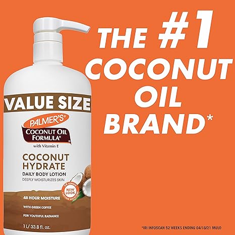 Coconut Oil Formula Body Lotion for Dry Skin, Hand & Body Moisturizer with Green Coffee Extract & Vitamin E, Value Size Pump Bottle, 33.8 Fl Oz (Pack of 1)