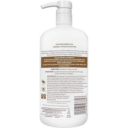Coconut Oil Formula Body Lotion for Dry Skin, Hand & Body Moisturizer with Green Coffee Extract & Vitamin E, Value Size Pump Bottle, 33.8 Fl Oz (Pack of 1)