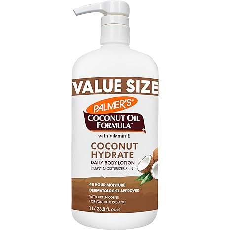 Coconut Oil Formula Body Lotion for Dry Skin, Hand & Body Moisturizer with Green Coffee Extract & Vitamin E, Value Size Pump Bottle, 33.8 Fl Oz (Pack of 1)