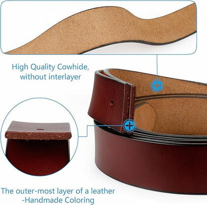 Mens Belt Big and Tall 30"-65",Genuine Leather Belts for Men,Casual Work Dress Jeans Belt,Black Brown Width